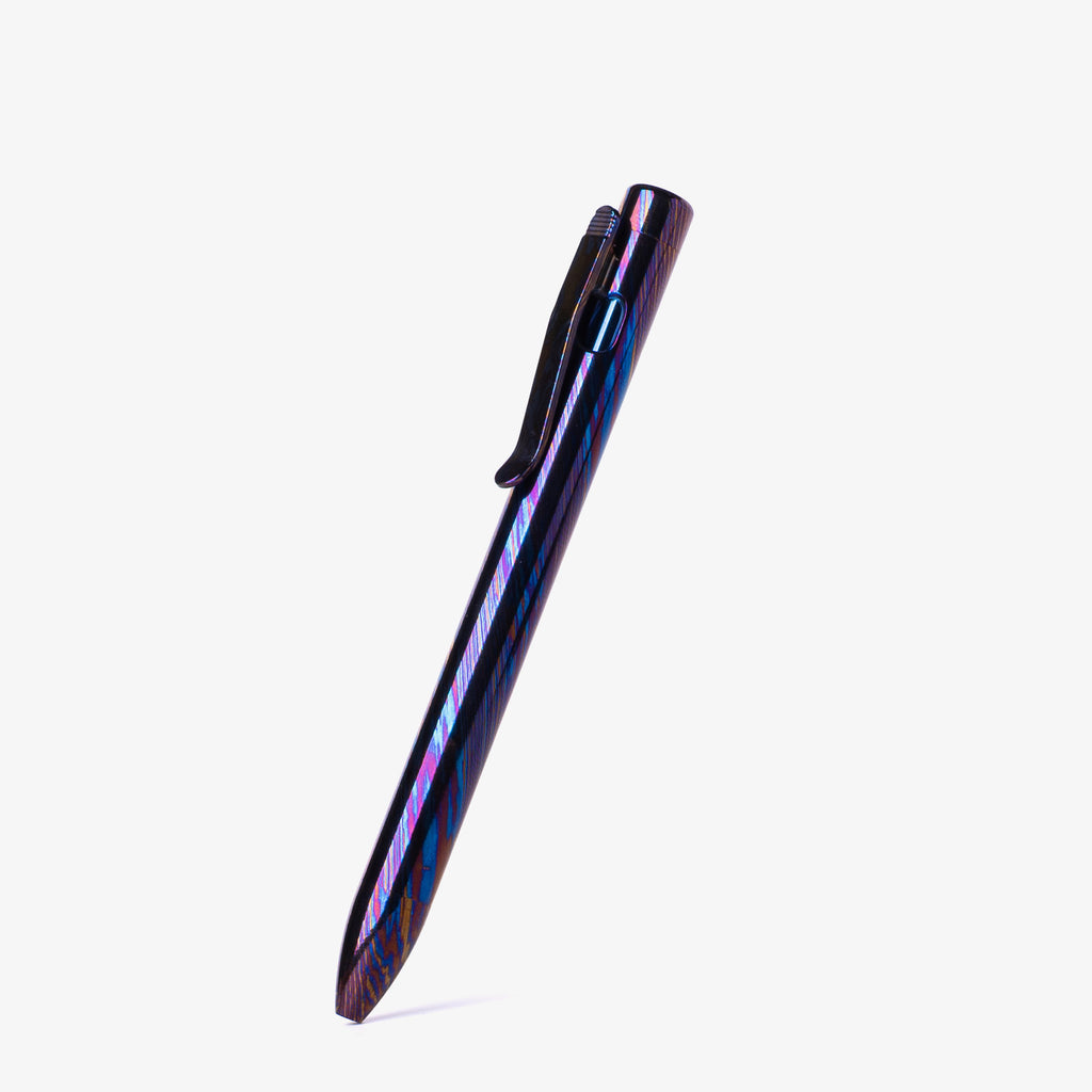 Full Titanium Damascus Clip Action Pen